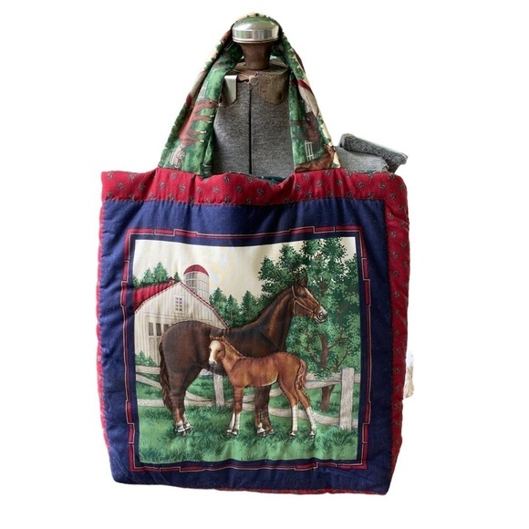 Vintage Handmade Horse Farm Handbag Shoulder Purse - Picture 1 of 8